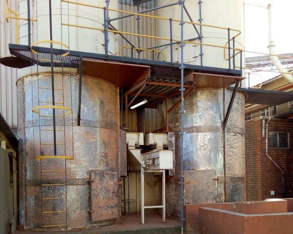 Steel Structures During Rehabilitation with Bare Steel Exposed Steel framework showing exposed bare steel as part of the rehabilitation process before repainting and protection