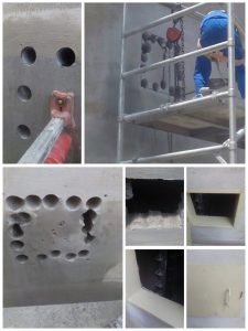 Detailed view of manhole creation work, including excavation, forming, and finishing by Delmos Construction